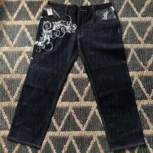 Custom embroidered y2k imperious jean